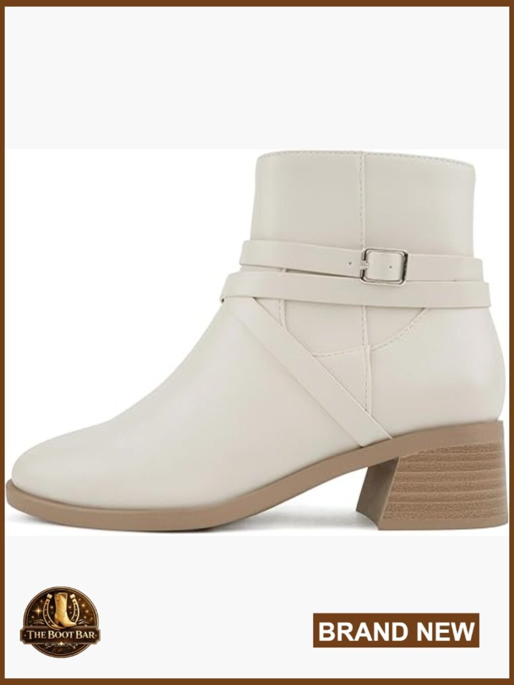 Women Round Toe Block Heel Ankle Boot Side Zipper